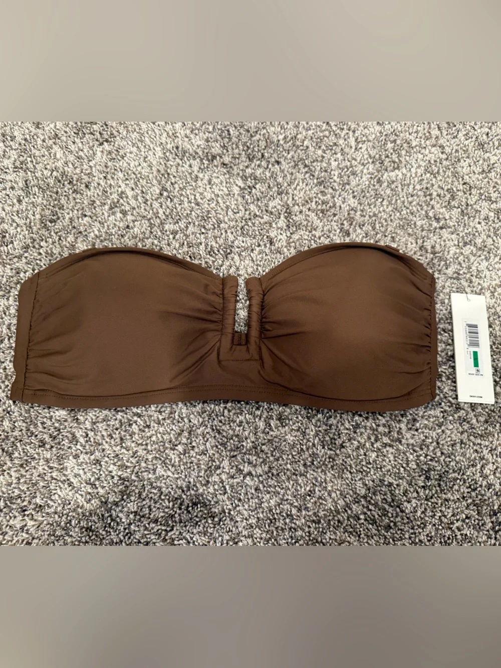 NWT DKNY Bandeau Bikini Top Brown Size Large Strapless Swim Top